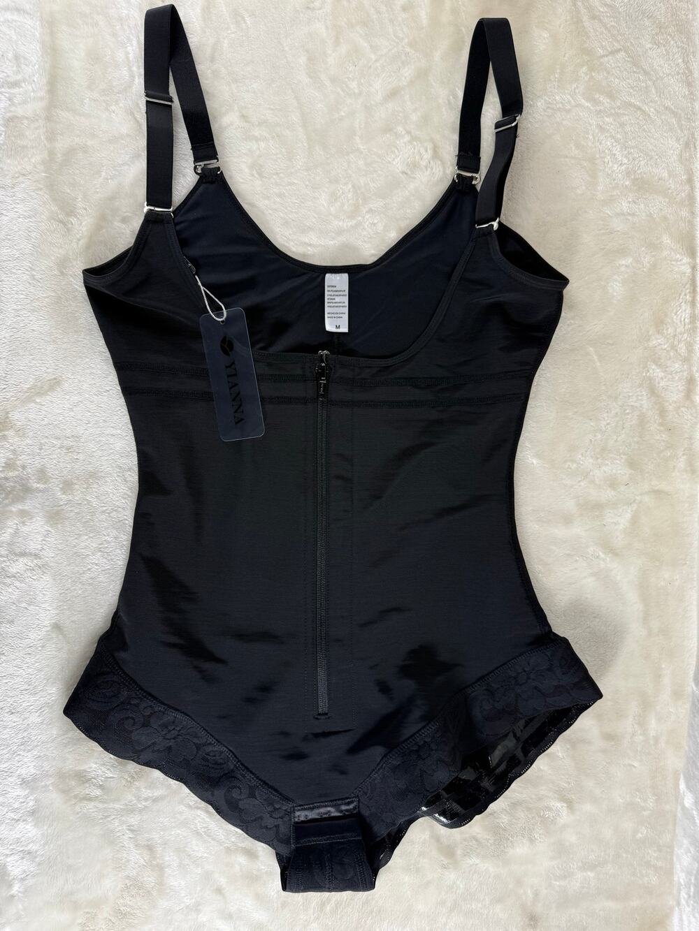 Black Seamless Shaping Bodysuit with Front Zip